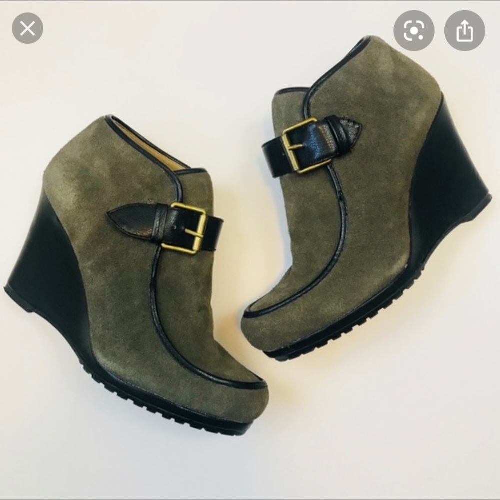 Levity Suede and leather wedge boots.